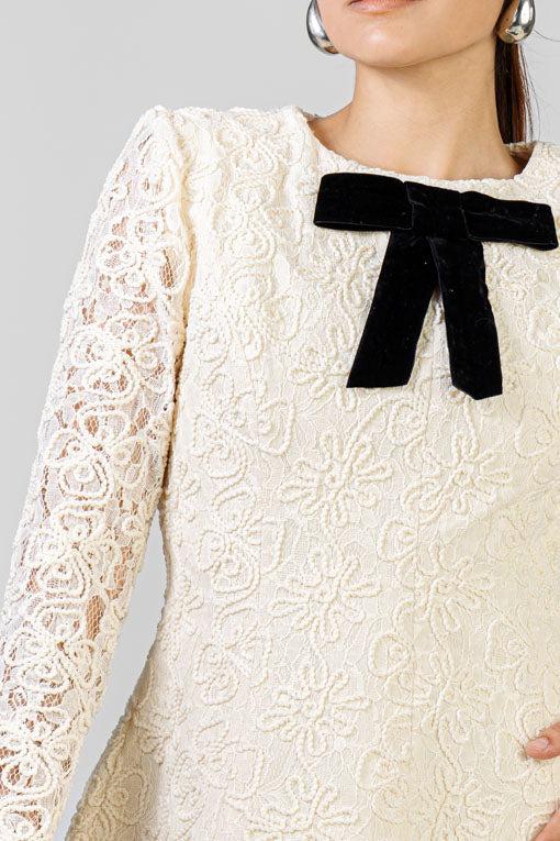 VESTIDO ENCAJE MOÑO