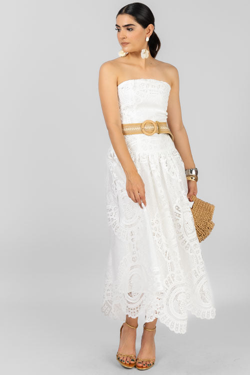 VESTIDO STRAPLESS ENCAJE