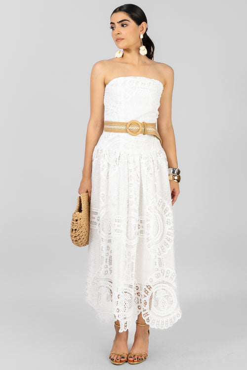 VESTIDO STRAPLESS ENCAJE