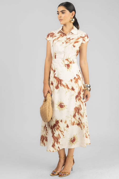 VESTIDO TRAZOS CAFE