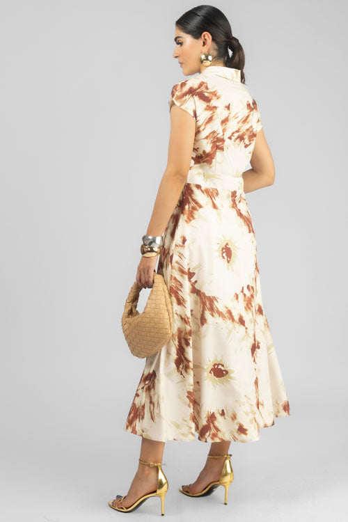VESTIDO TRAZOS CAFE