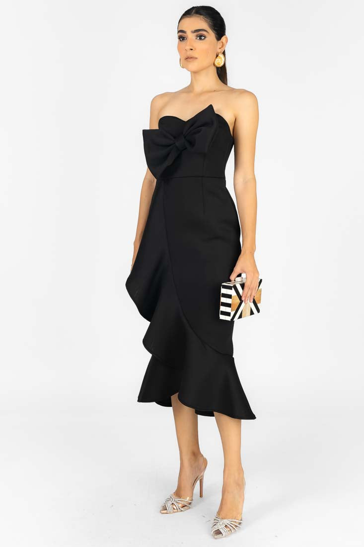 VESTIDO STRAPLESS MOÑO