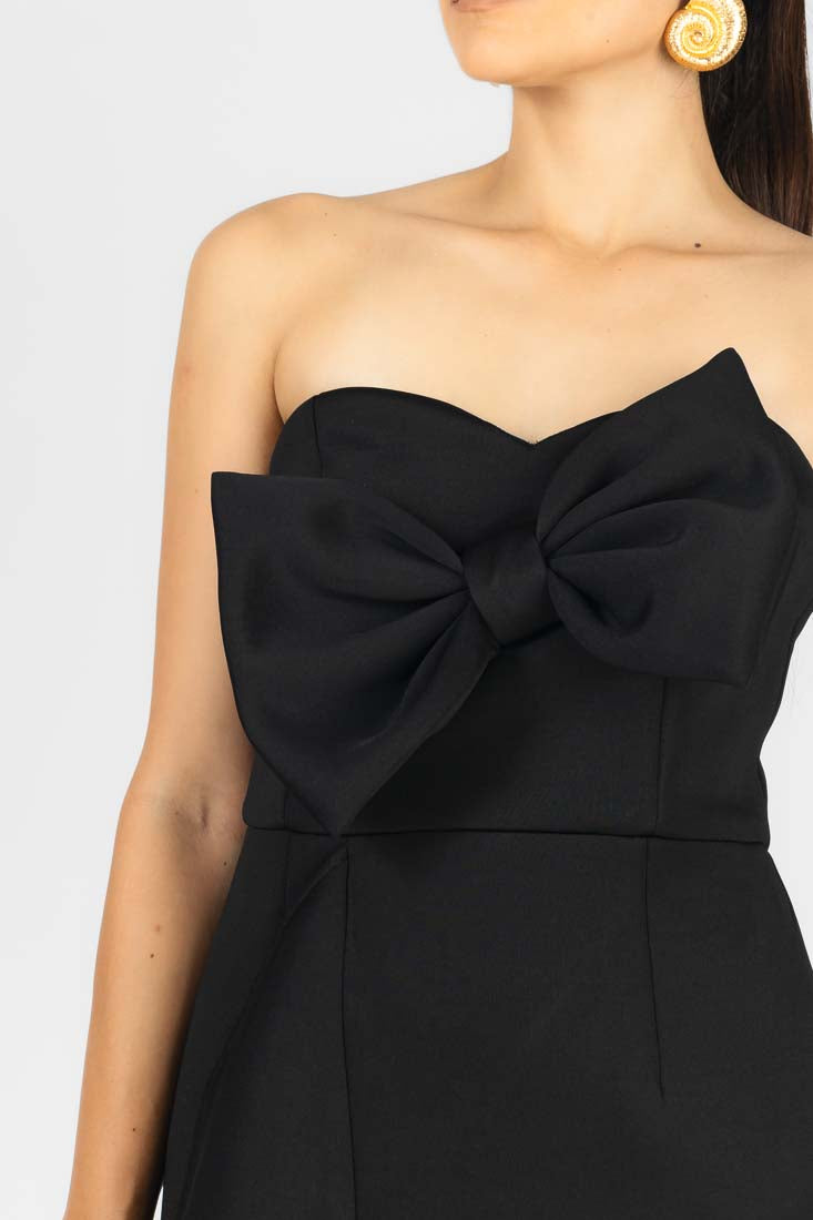 VESTIDO STRAPLESS MOÑO