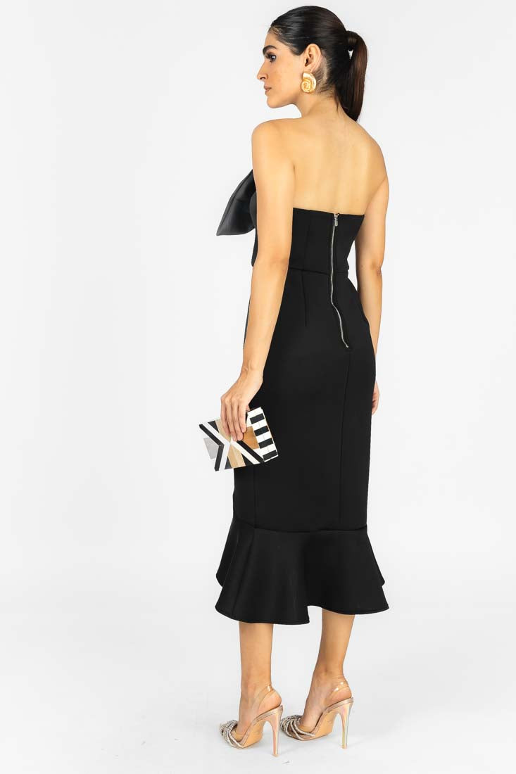 VESTIDO STRAPLESS MOÑO