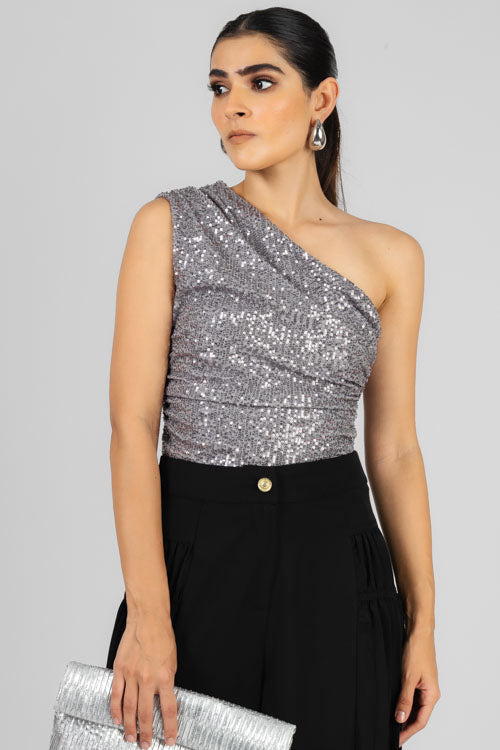 BLUSA UN HOMBRO LENTEJUELA