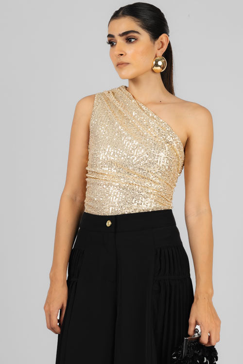 BLUSA UN HOMBRO LENTEJUELA