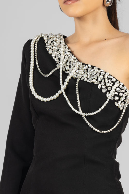 VESTIDO PERLAS Y CRISTALES