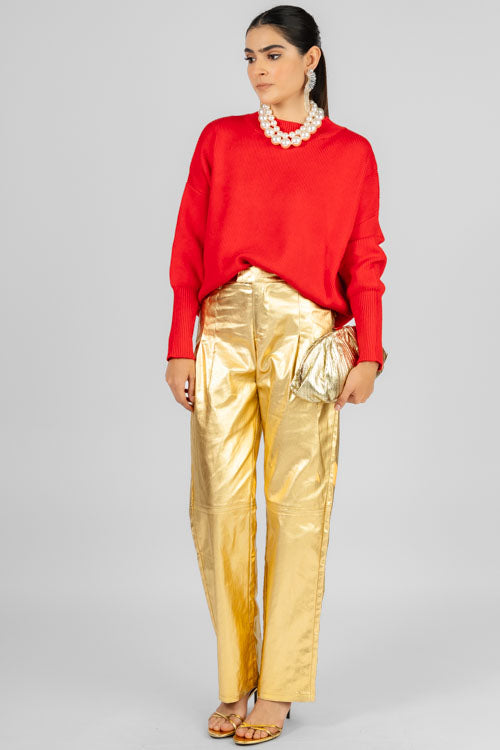 PANTALON DORADO PLISES