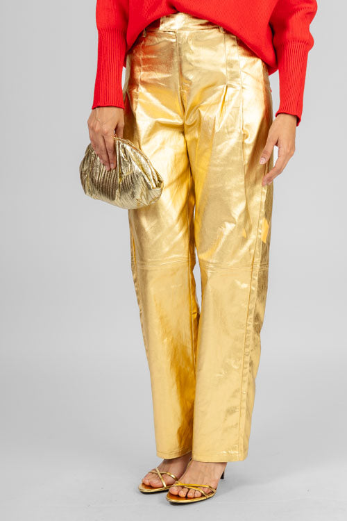 PANTALON DORADO PLISES