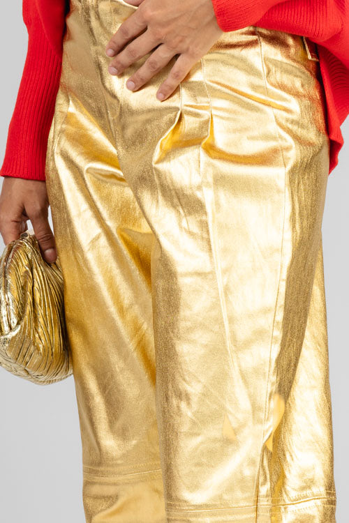 PANTALON DORADO PLISES
