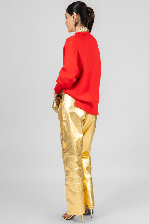 PANTALON DORADO PLISES