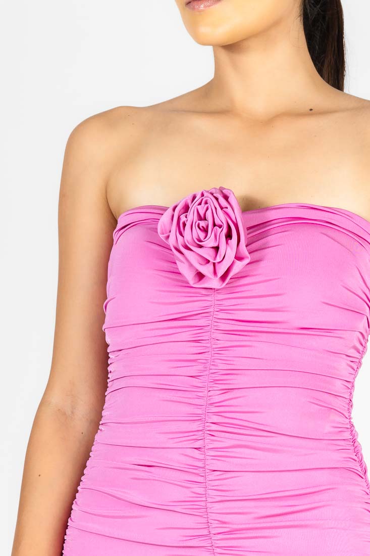 VESTIDO TUBE CON FLOR