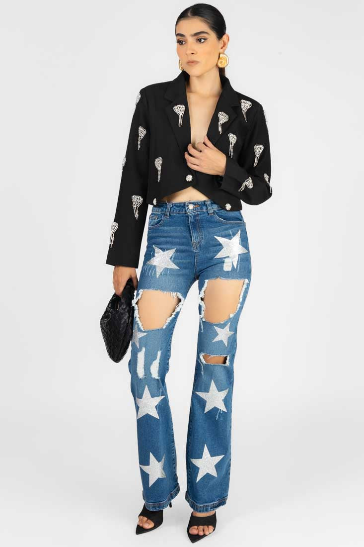PANTALON ESTRELLAS PLATA
