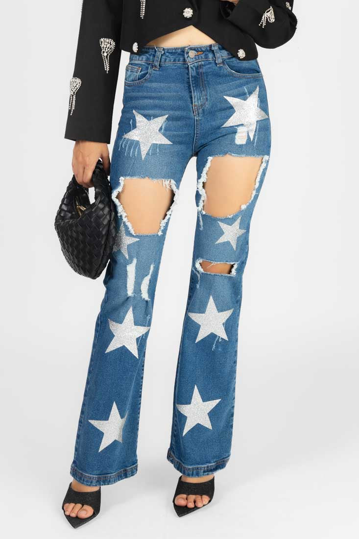 PANTALON ESTRELLAS PLATA