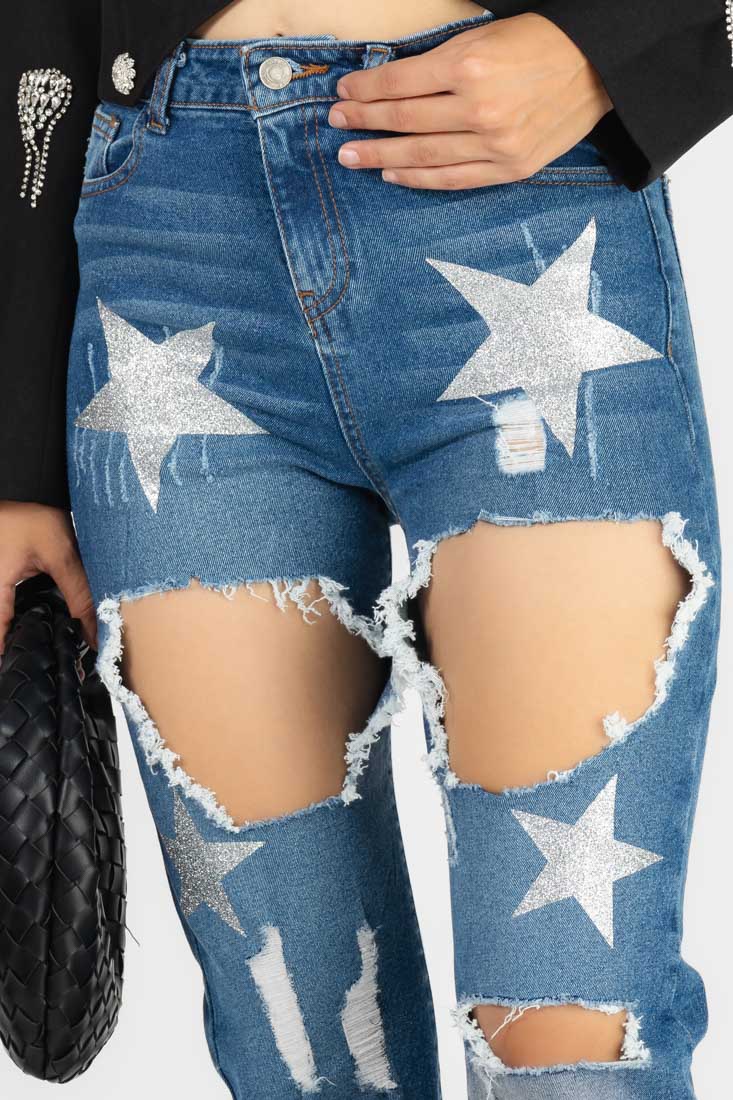 PANTALON ESTRELLAS PLATA