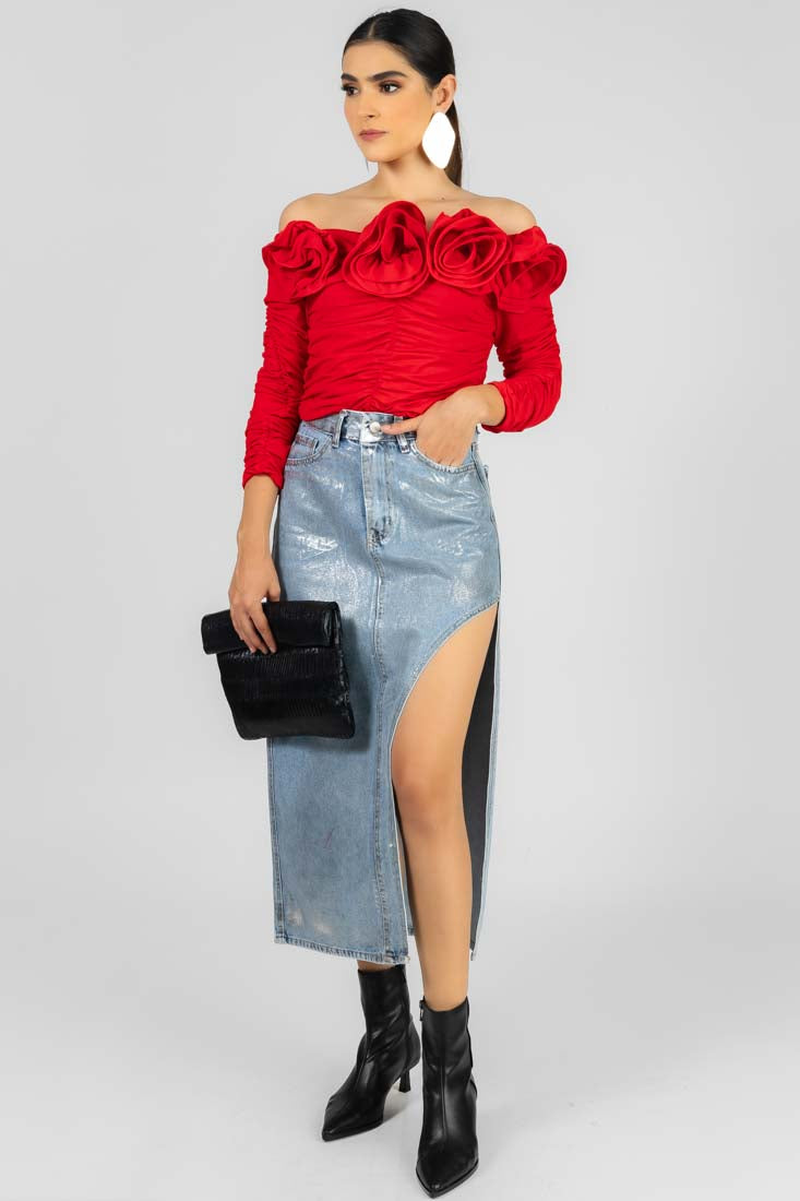 BLUSA DRAPEADA FLORES