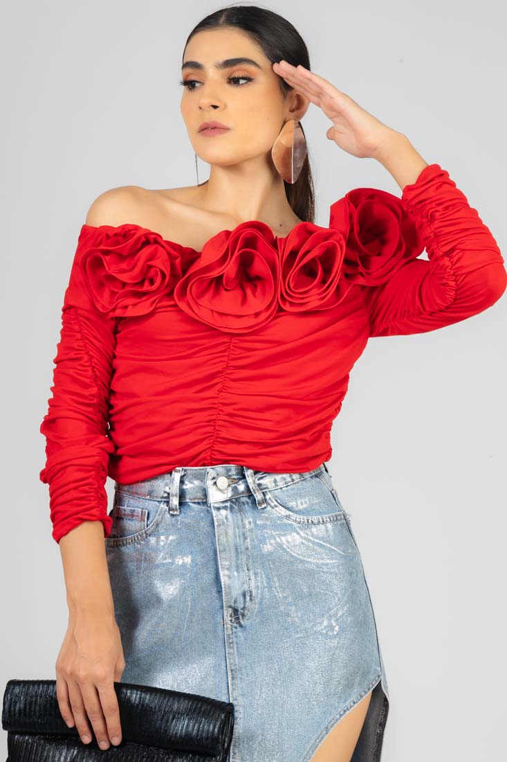 BLUSA DRAPEADA FLORES
