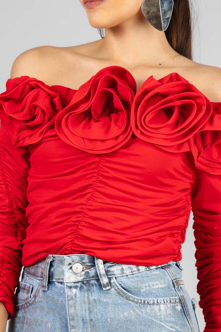 BLUSA DRAPEADA FLORES