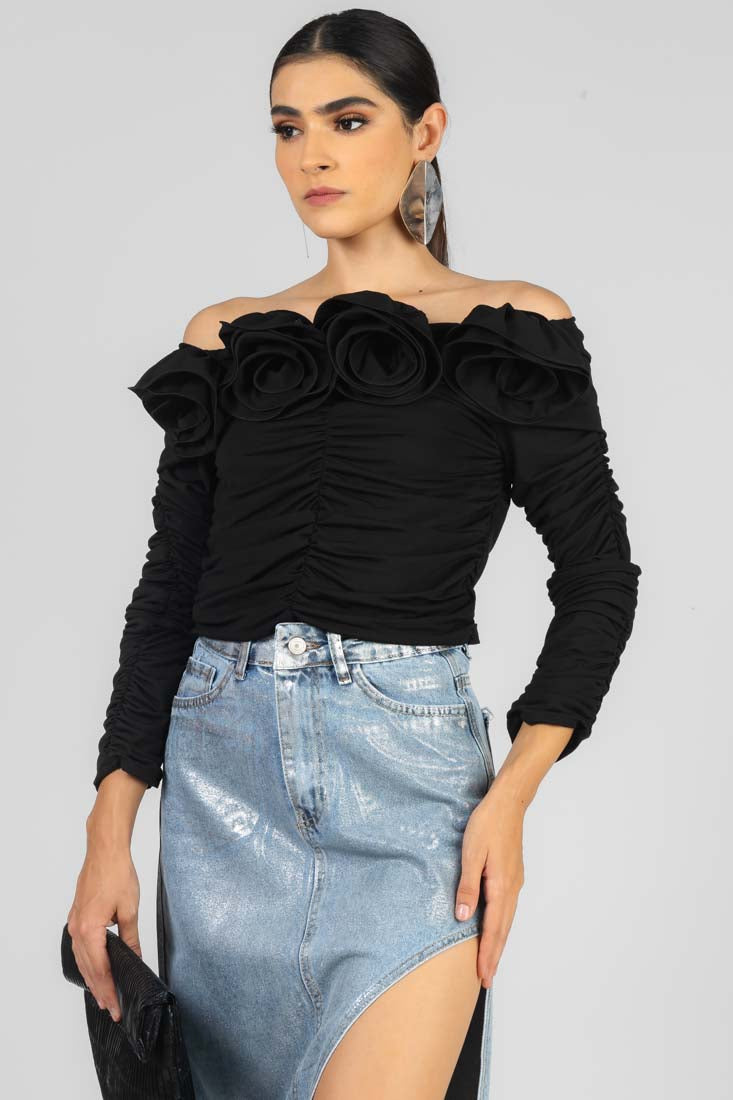 BLUSA DRAPEADA FLORES