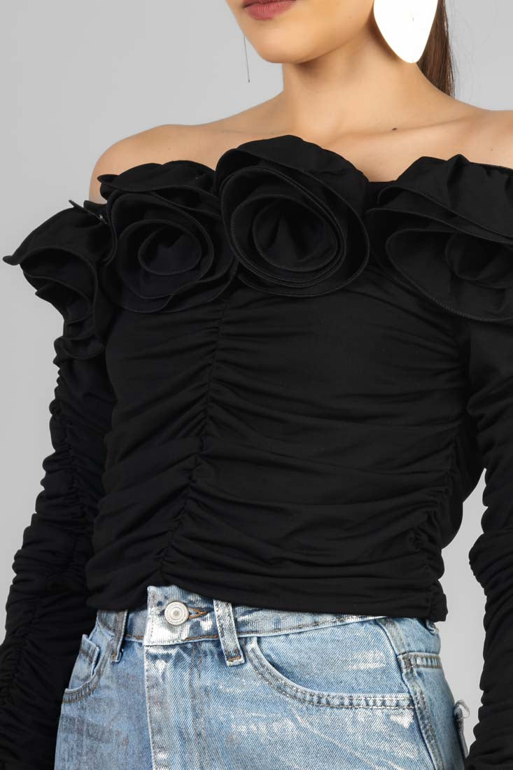 BLUSA DRAPEADA FLORES