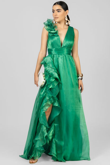 VESTIDO ORGANZA VERDE