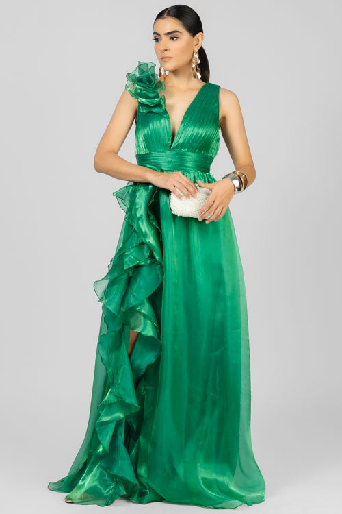 VESTIDO ORGANZA VERDE