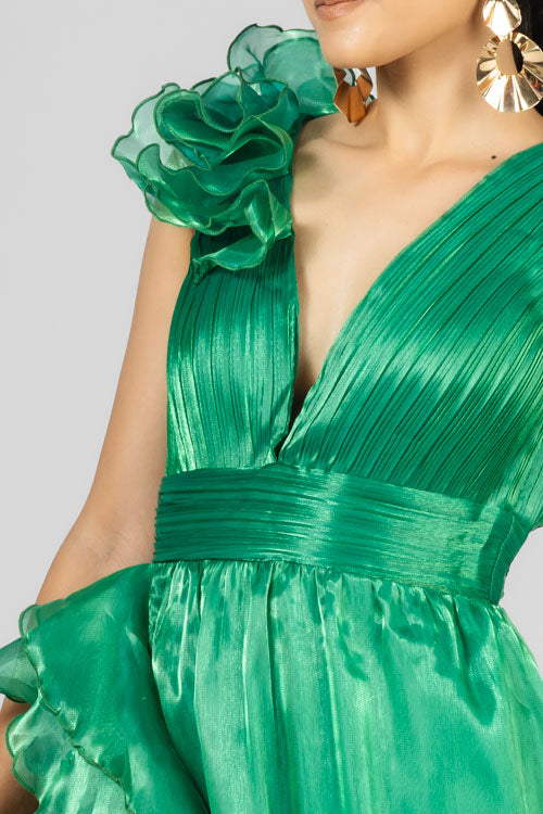 VESTIDO ORGANZA VERDE