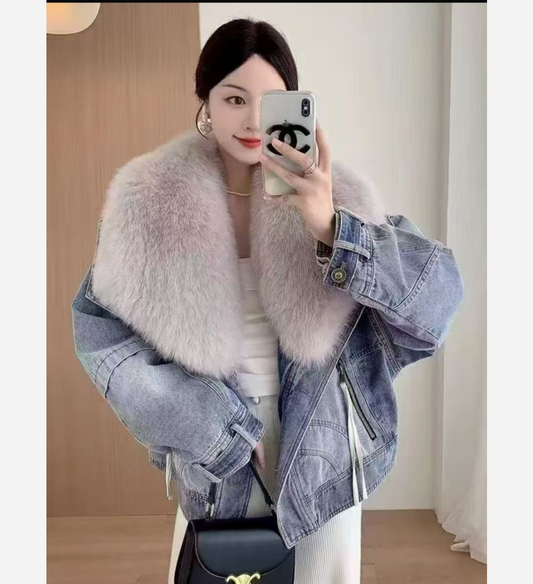 CHAMARRA MEZCLILLA PELO