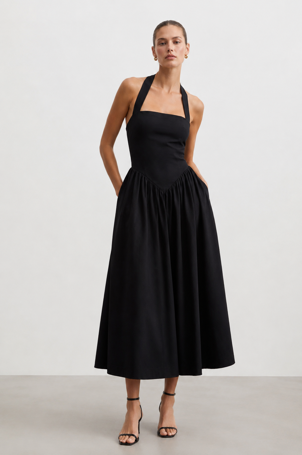 VESTIDO MIDI ENTALLADO NUDE