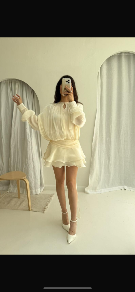 VESTIDO ORGANZA BEIGE