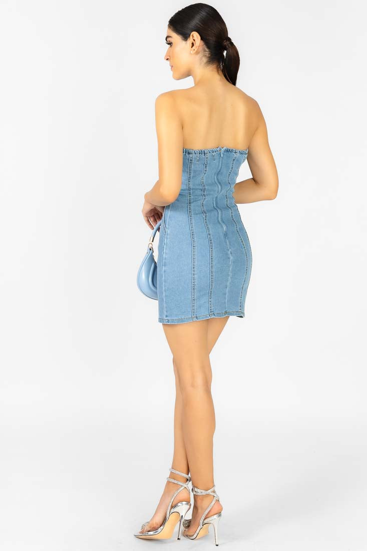 Vestido de mezclilla online strapless