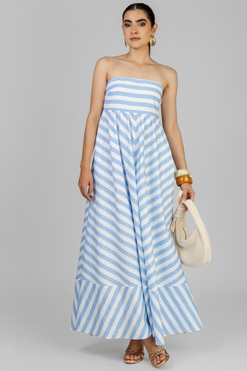VESTIDO STRAPLESS CHEVRON