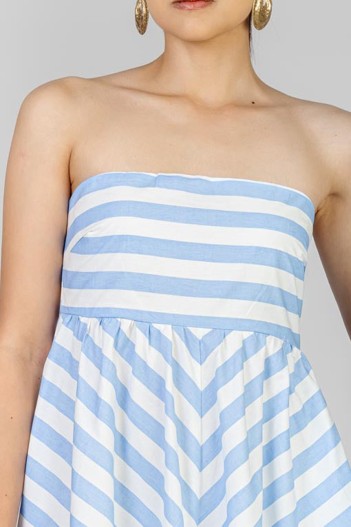 VESTIDO STRAPLESS CHEVRON