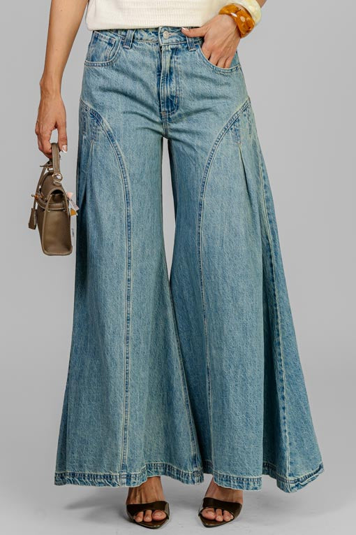 PANTALON DENIM PANEL WIDE
