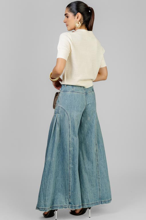 PANTALON DENIM PANEL WIDE