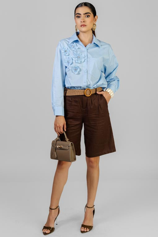 CAMISA FLORES CELESTE