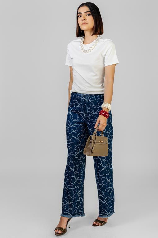 PANTALON DENIM FLORAL