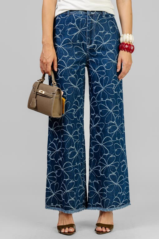 PANTALON DENIM FLORAL