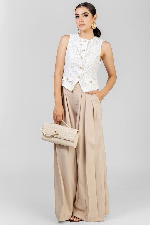 PANTALON PLISES TAUPE