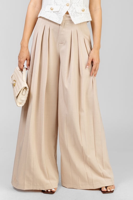 PANTALON PLISES TAUPE