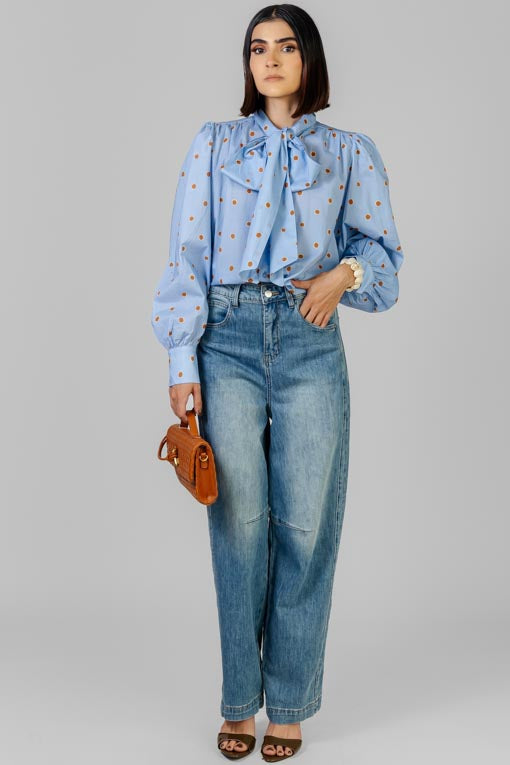 BLUSA CELESTE POLKA