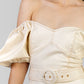 VESTIDO BEIGE PESPUNTES