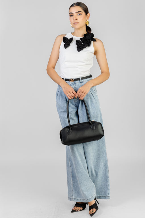 BLUSA FLORES NEGRO