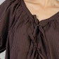 CONJUNTO BLUSA LAZOS CAFE
