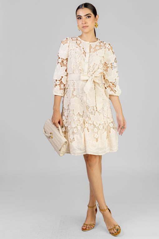 VESTIDO BEIGE GUIPUR