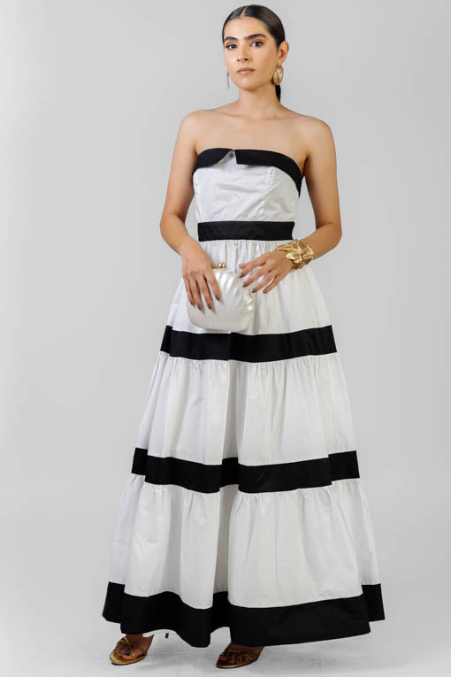 VESTIDO STRAPLESS BICOLOR