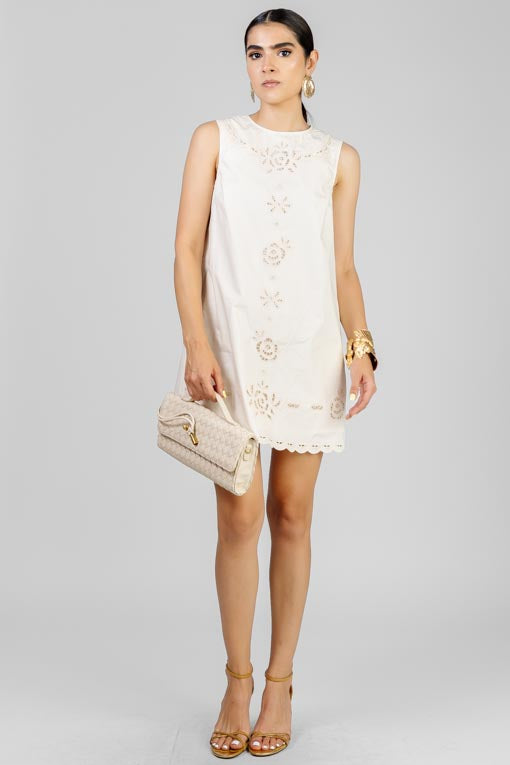 VESTIDO BEIGE BORDADO