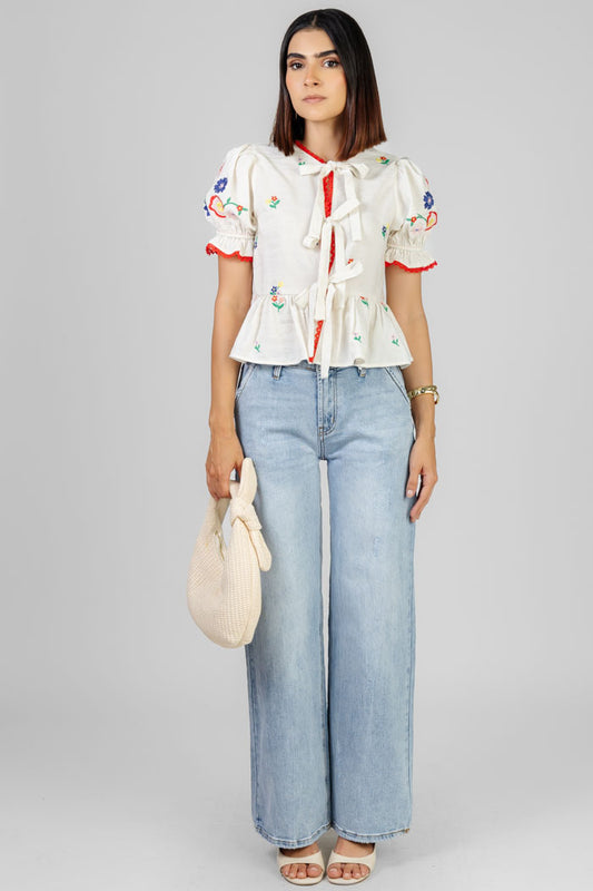 BLUSA FLOR BORDADA