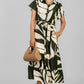 VESTIDO VERDE Y BEIGE