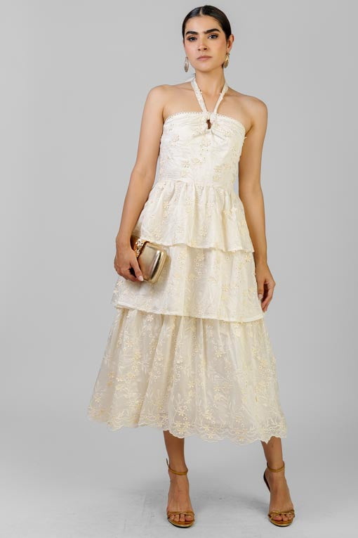 VESTIDO BORDADO HALTER